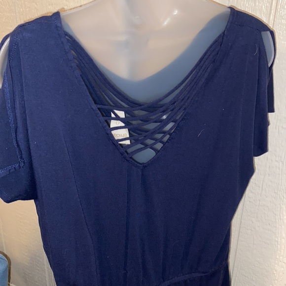 Maxi navy blue dress with slits on the bottom - Picture 4 of 6